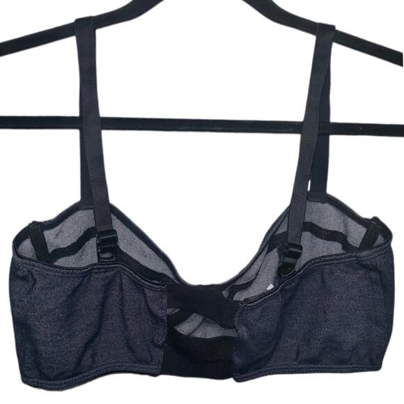 Sparkle & Fade Bralette Women's Large Pull On Denim Blue/Black Urban Outfitters - Picture 2 of 16